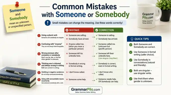Common Mistakes with Someone or Somebody