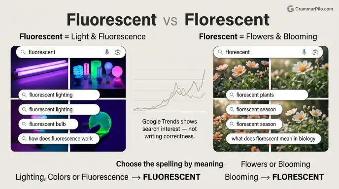 Fluorescent or Florescent: Google Trends & Usage Data