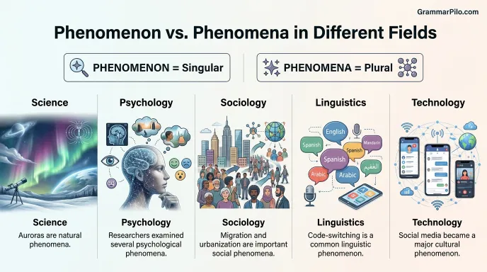 Phenomenon vs. Phenomena in Different Fields
