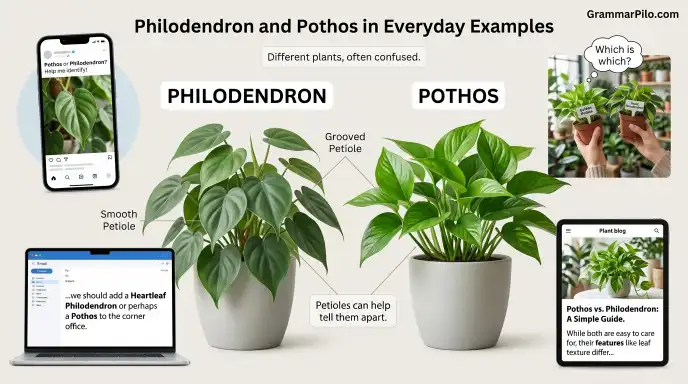 Philodendron vs. Pothos: Everyday examples