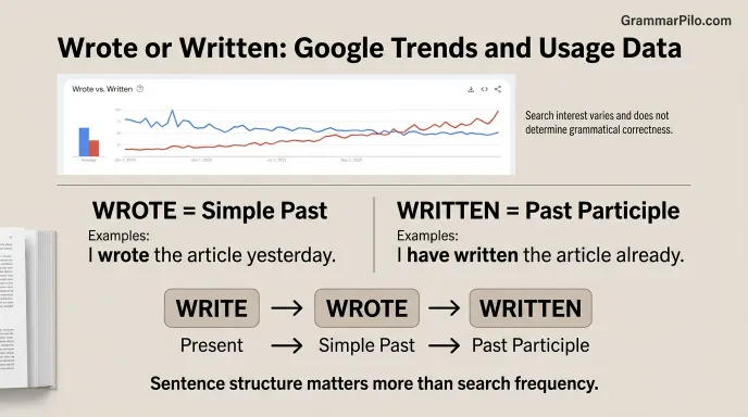 Wrote or Written Google Trends and Usage Data