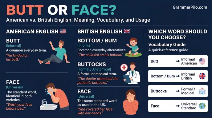 Butt or Face in American and British English