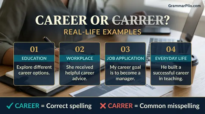 Career and Carrer in Everyday Examples