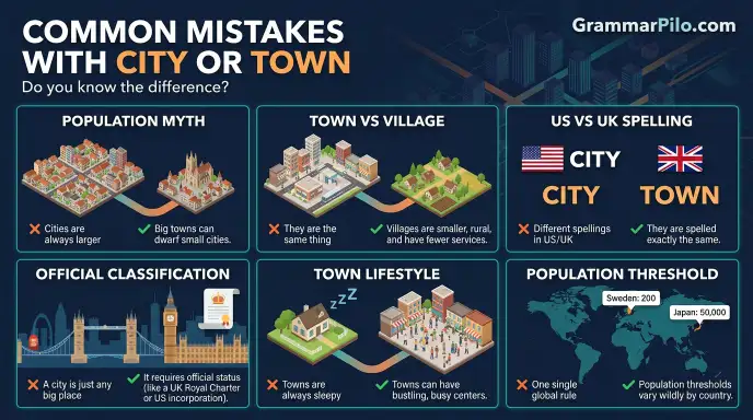 Common Mistakes With City or Town
