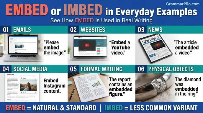 Embed or Imbed in Everyday Examples