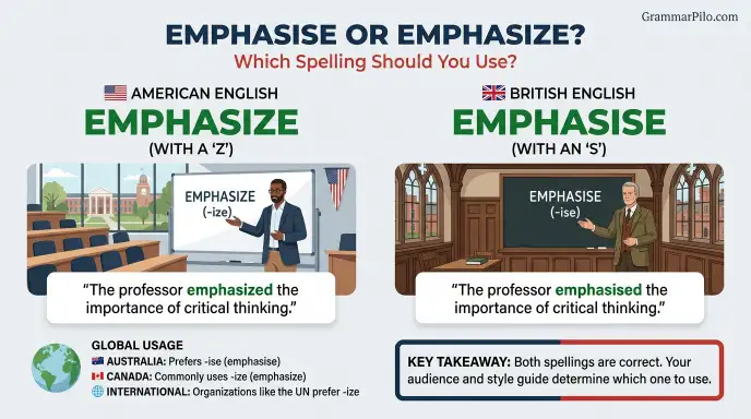 Emphasise or Emphasize in American and British English