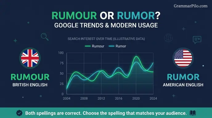 Google Trends and Modern Usage: Rumour or Rumor