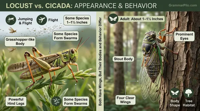 Locust vs. Cicada: Appearance and Behavior
