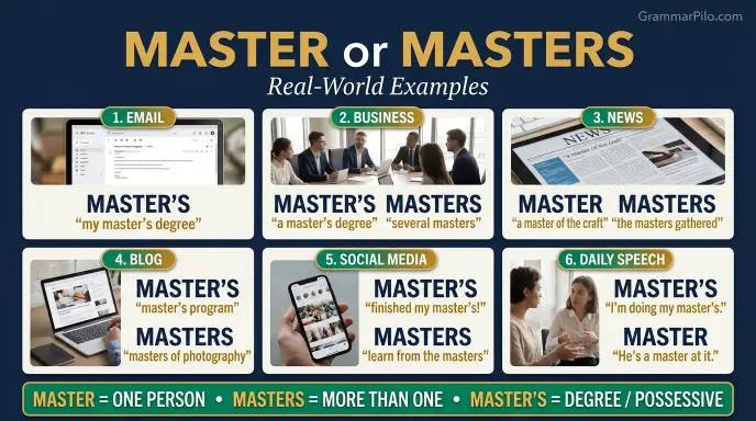 Masters or Master in Everyday Examples