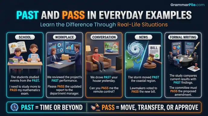 Past and Pass in Everyday Examples