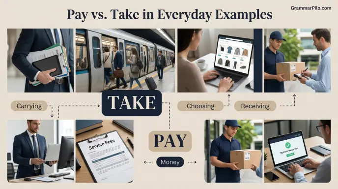 Pay vs. Take in Everyday Examples