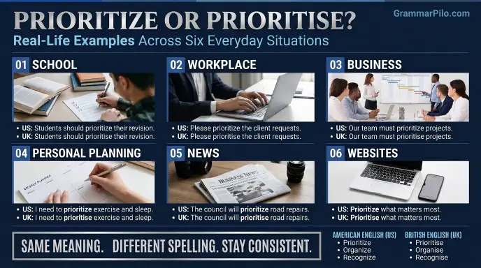 Prioritize or Prioritise in Everyday Examples