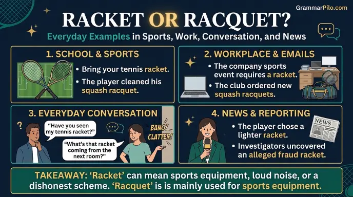 Racquet and Racket in Everyday Examples