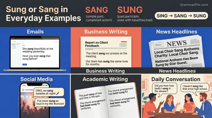 Sung or Sang in Everyday Examples