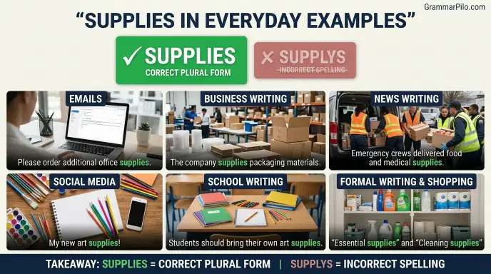 Supplies or Supplys in Everyday Examples