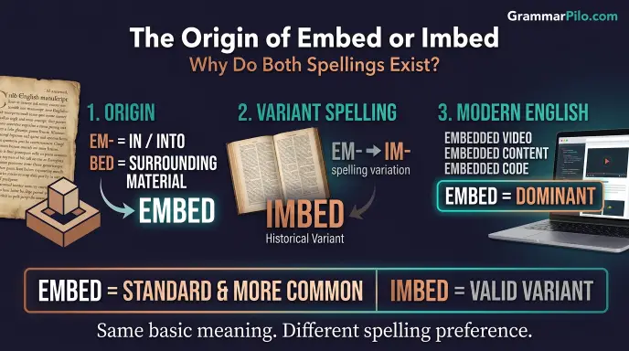 The Origin of Embed or Imbed