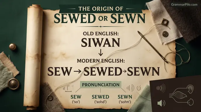 The Origin of Sewed or Sewn